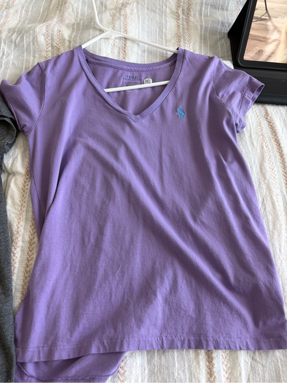 Polo by Ralph Lauren Purple V-Neck Tee with Blue Pony